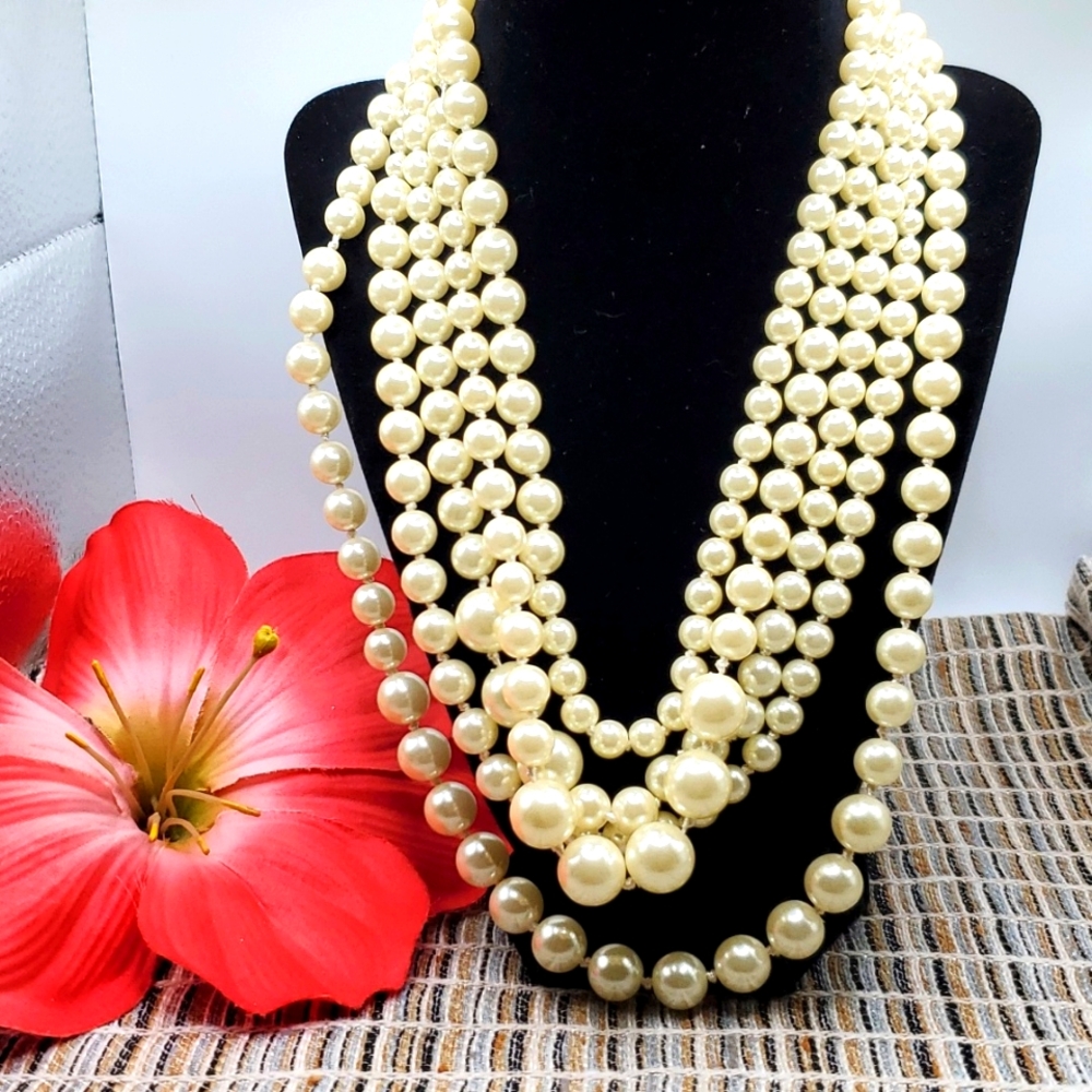 J.CREW Faux Multi strand  Pearl Necklace